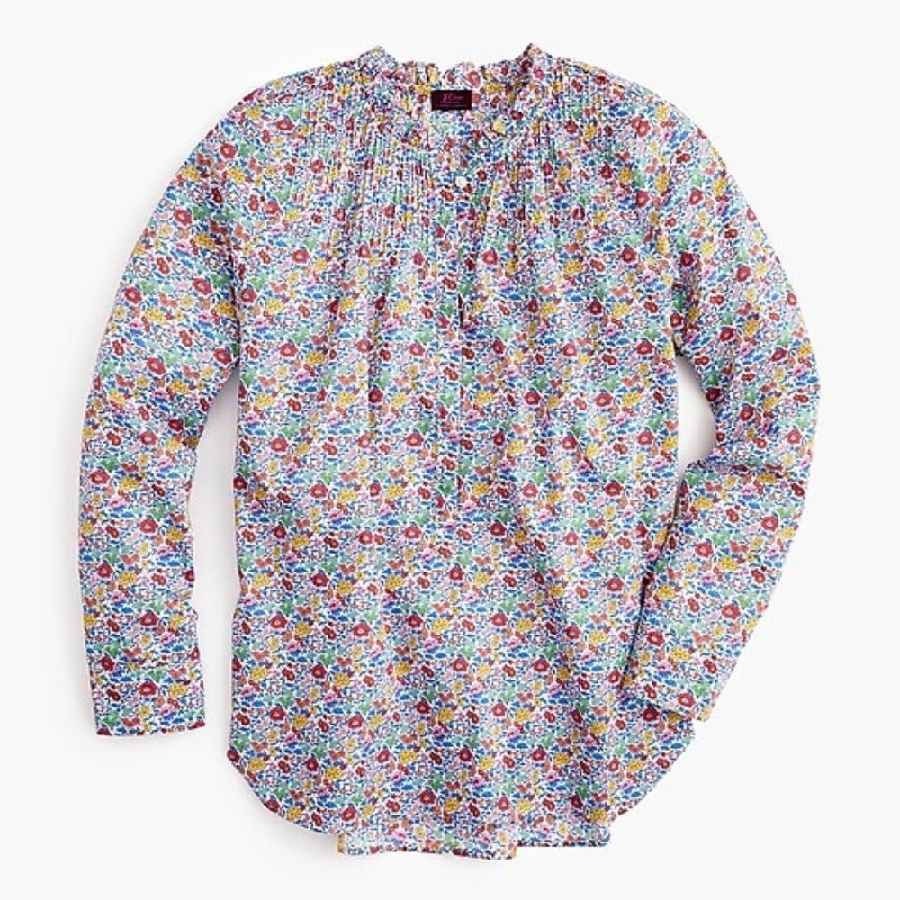 J Crew x Liberty of London Ruffle Classic Popover Shirt in Favorite Flowers Sz 4